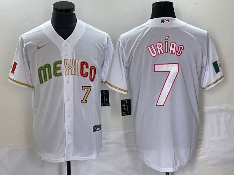 Men 2023 World Cub Mexico 7 Urias White Nike MLB Jersey style 5